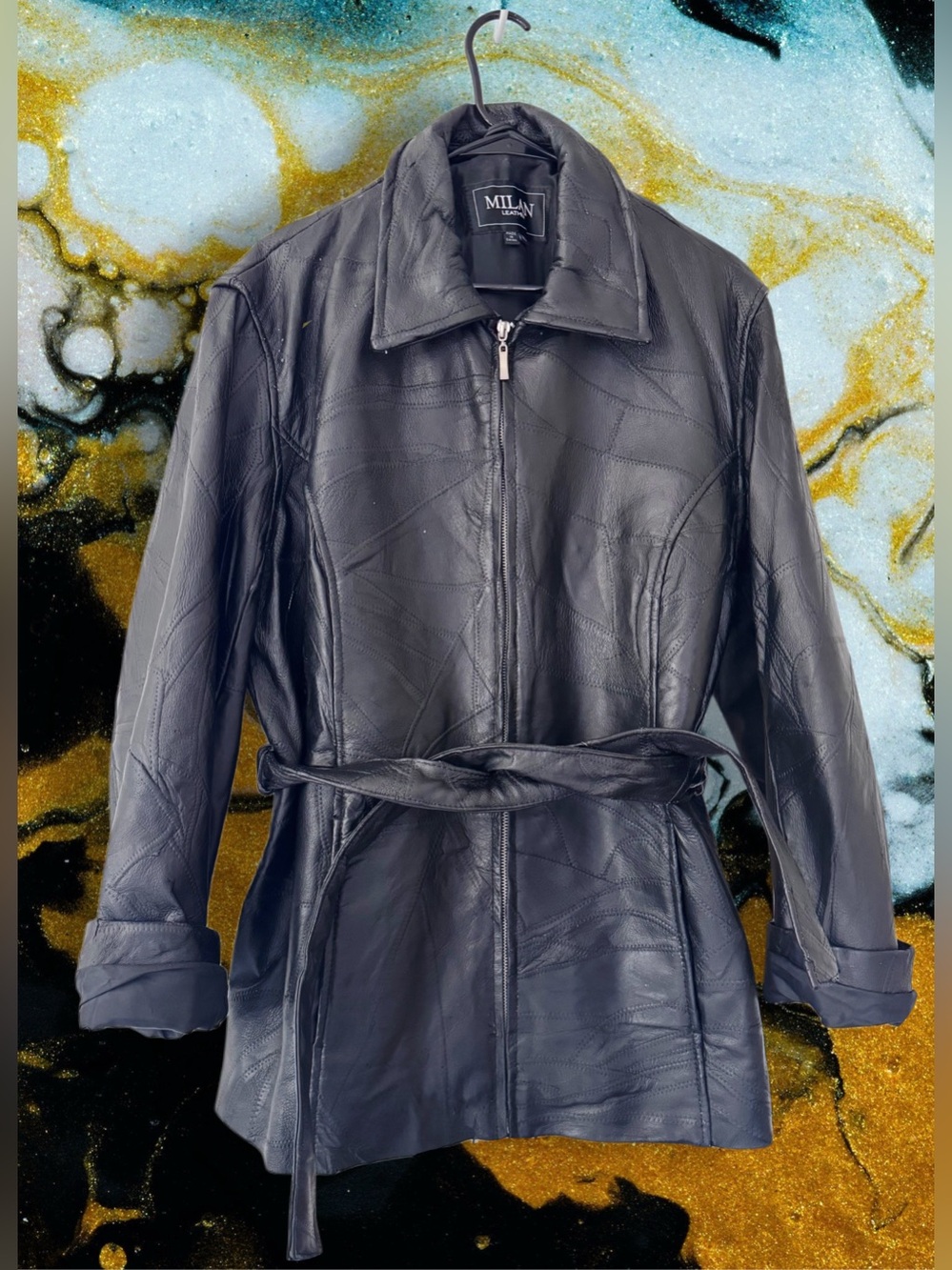 Vintage Milan Leather Belted Jacket